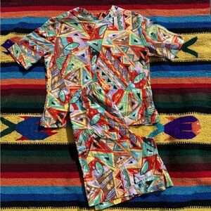 Colorful Geometric Pattern Shirt and Shorts Set